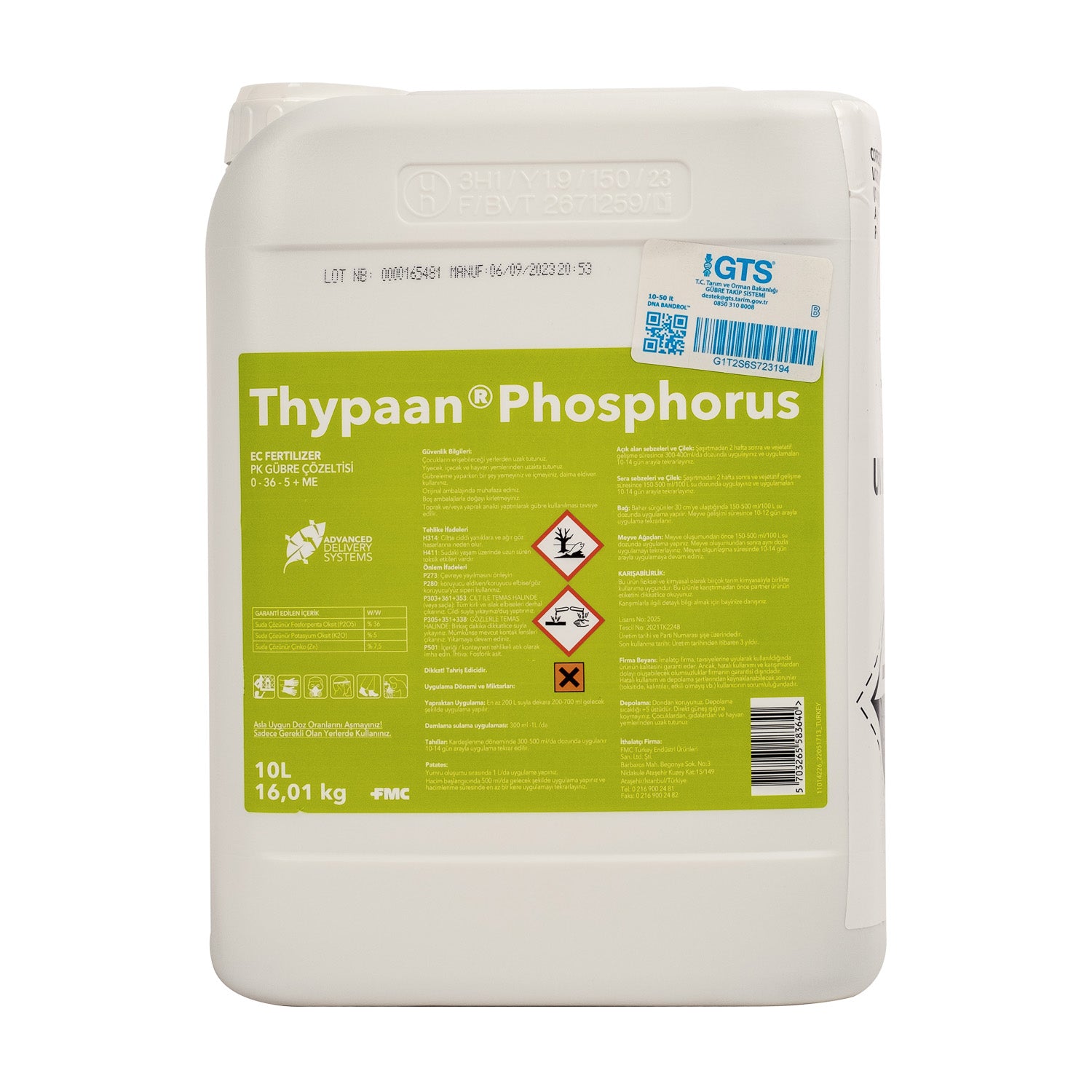 FMC - Foly-Phosphorus - Fosforlu Ağırlıklı Gübre - 0-35,7-5+ME - 1 Lt